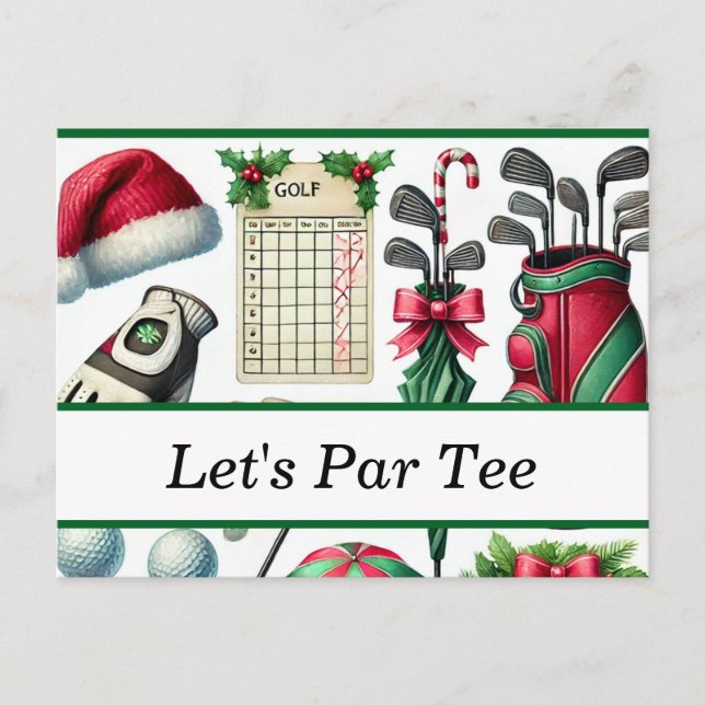 Golfjulen i juli för golfer med Jultomten Helg Vykort (Framsida)