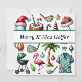 Golfjulen i juli för golfer med Jultomten Julkort