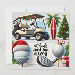 Golfjulen i juli för golfer med Jultomten Julkort