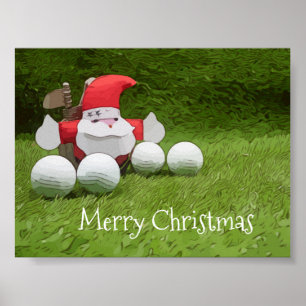 Golfjulen med Jultomten och golfplattan bollar Poster