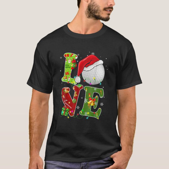 Golfjulsnugn Sports Älskare Julafton Boll Santa  T Shirt (Framsida)