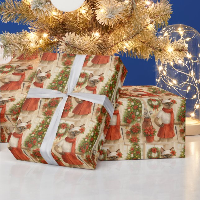 Golfjultema för Cat-kvinnan Golfer Presentpapper (Helgdagar)