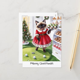 Golfjultema för Cat Lover Golfer Helg Vykort