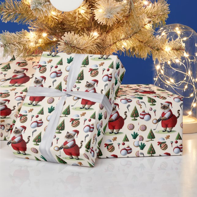 Golfjultema för Cat Lover Golfer Presentpapper (Helgdagar)