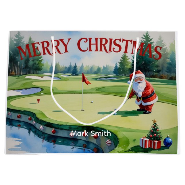 Golfjultema med golfpåse och golfplatta saker (Framsidan)