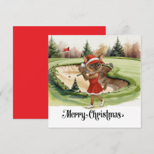 Golfjultema med siamesisk Cat Golfer Julkort