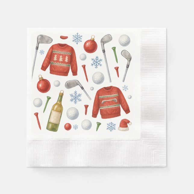 Golfjultema Vintertema för golfer Pappersservett (Framsidan)