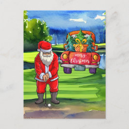 Golfjultomten Claus golfer i Bunker Helg Vykort
