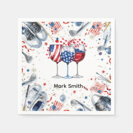 Golfkalas Amerikanskt tema  Vin Rött Vitt Blått Pappersservett