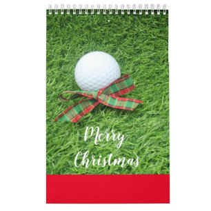Golfkalender med golf boll på grönt kalender
