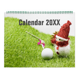 Golfkalender med golfjulen i boll i nyår kalender