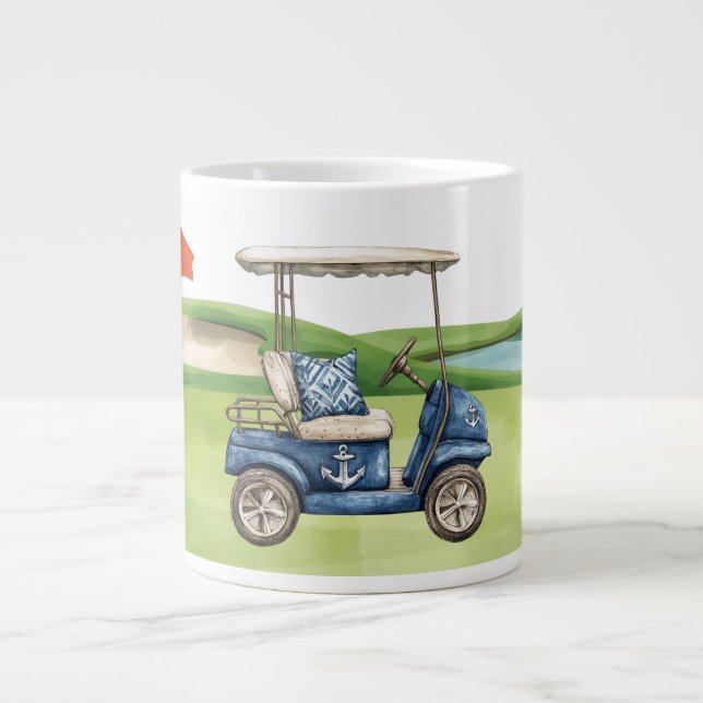 Golfkärra på golfbanans putting green jumbo mugg (Framsidan)