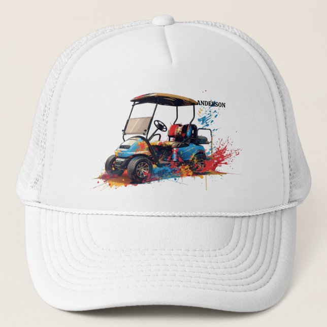 Golfkilleke Golfvagn Anpassad Monogram Namn Trucke Keps (Framsida)
