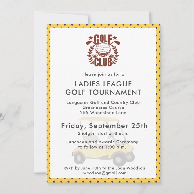 Golfklubb damligalogo för turnering  inbjudningar (Framsida)