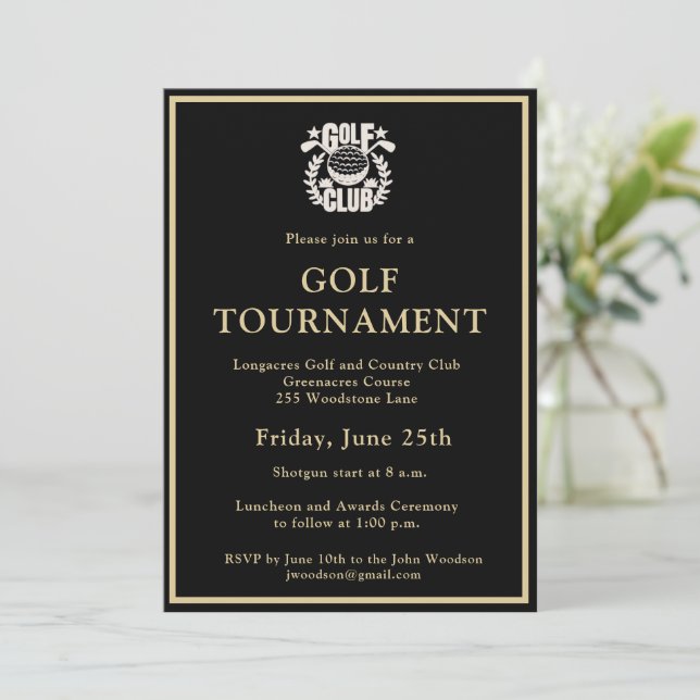 Golfklubb League Företagsturnering Logotyp Turneri Inbjudningar (Stående Fram)