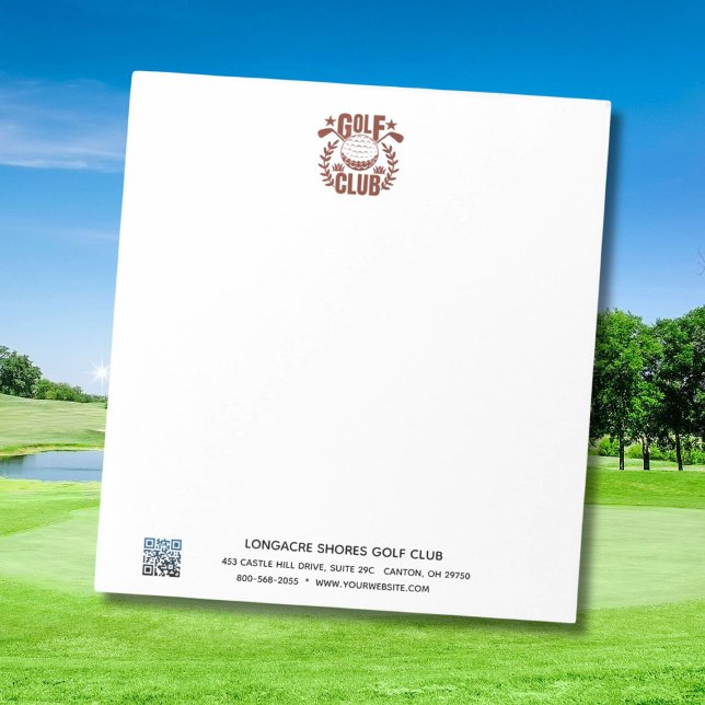 Golfklubb logotyp och QR-kod utan linjer Anteckningsblock (Skapare uppladdad)
