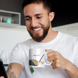 Golfklubba och boll Personlig golfarens namn Kaffemugg