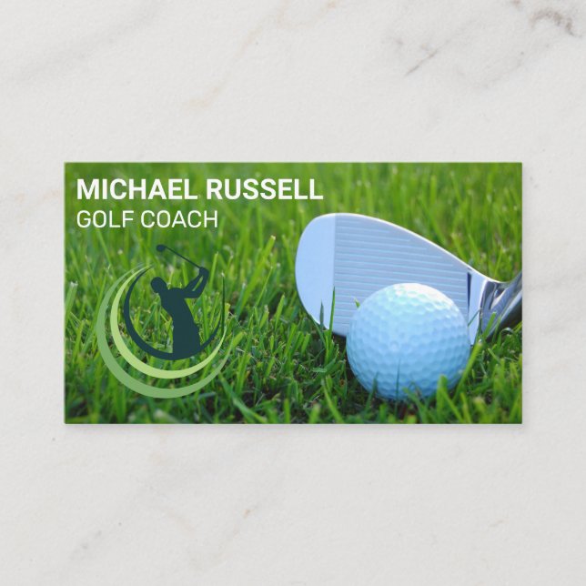Golfklubba och boll | Sportlogotyp Visitkort (Framsida)