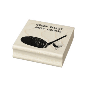 Golfklubba och golfboll med anpassad text stämpel