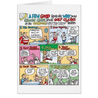 Golfklubbar i garage hälsningskort