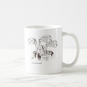 Golfklubbar i svarten & vit (muggen) kaffemugg