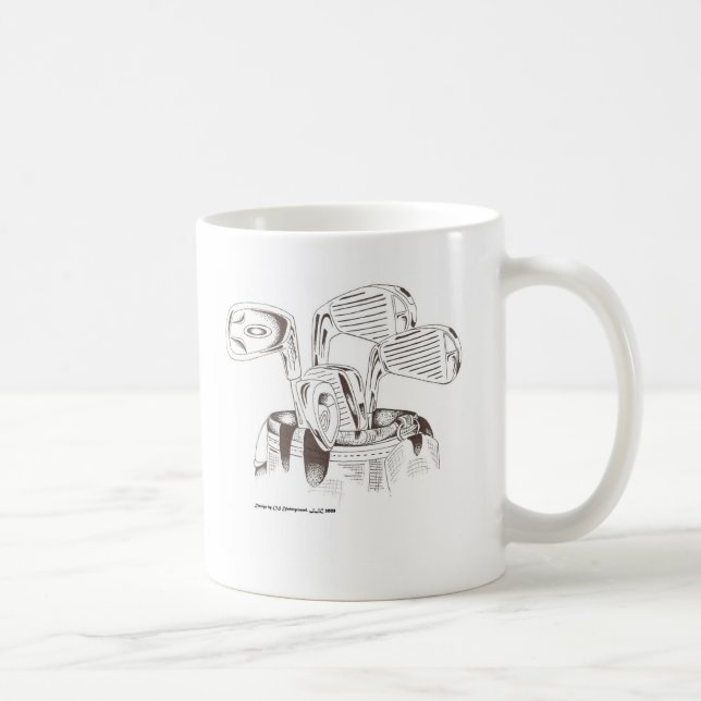 Golfklubbar i svarten & vit (muggen) kaffemugg (Höger)