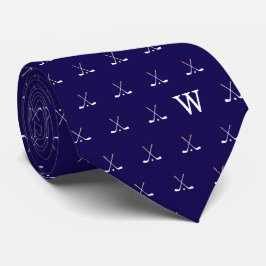 Golfklubbor med monogram i mörkblått slips