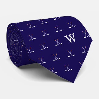 Golfklubbor med monogram i mörkblått slips