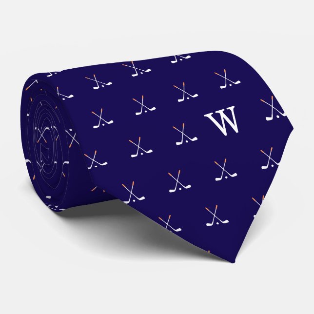 Golfklubbor med monogram i mörkblått slips (Rullad)