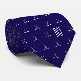 Golfklubbor med monogram i mörkblått slips