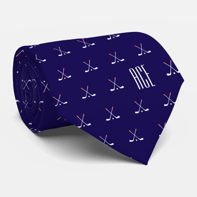 Golfklubbor med monogram i mörkblått slips (Rullad)