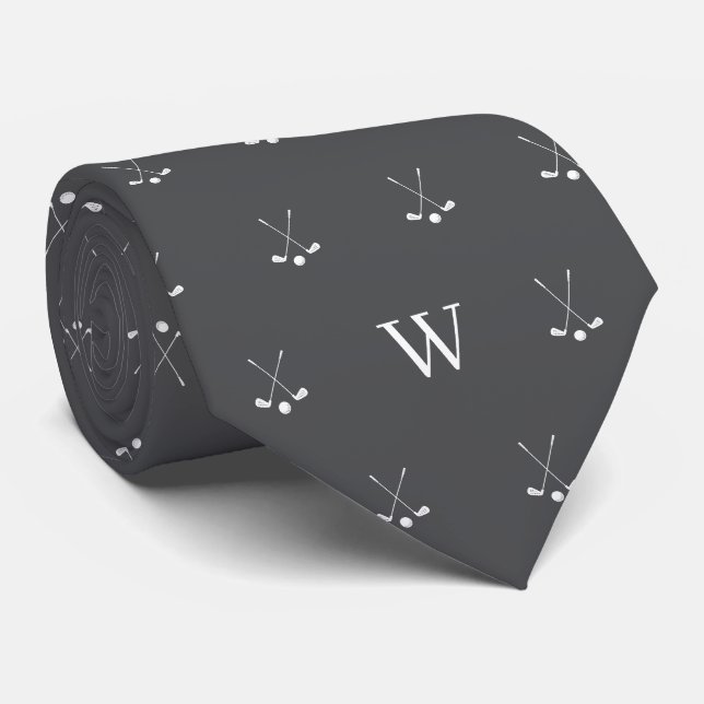 Golfklubbor Monogram Initialer Vampiregrå Slips (Rullad)