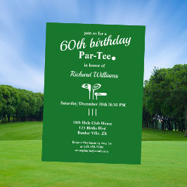 Golfklubbor Par Tee Grön Vit Mäns 60-årsdag Inbjudningar
