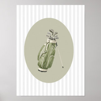 Golfklubbor Pojke Småbarns rums dekoration vägg Poster