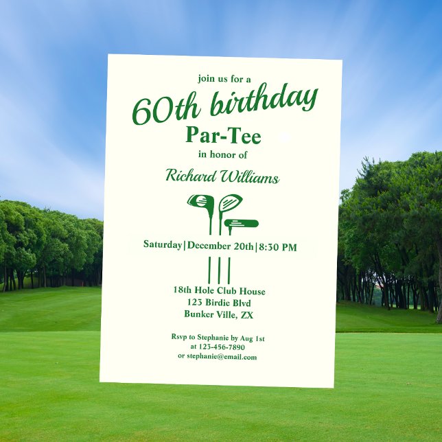 Golfklubbor Tematisk Par Tee 60-årsfirande Inbjuda Inbjudningar (Skapare uppladdad)