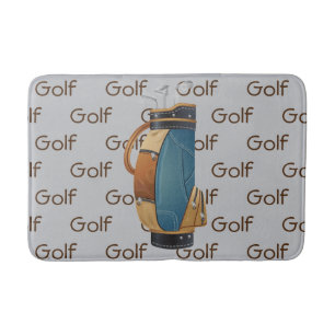Golfklubbor Väska Rutig Text Design Badrumsmatta