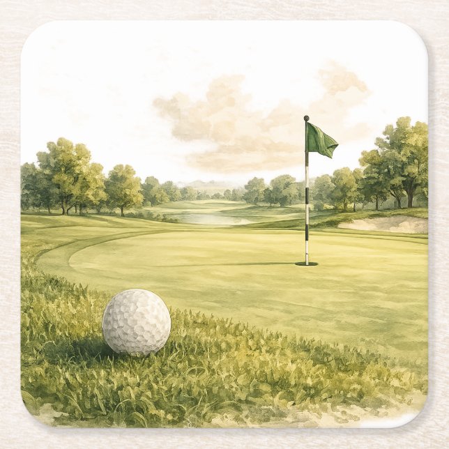 Golfklubbs Fairway Kollektion Underlägg Papper Kvadrat (Framsidan)