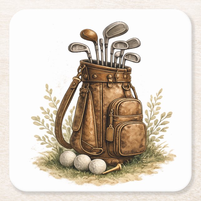 Golfklubbs Fairway Kollektion Underlägg Papper Kvadrat (Framsidan)