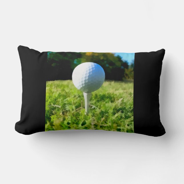 golfkuddar vid golfgolf boll och T-konst Lumbarkudde (Framsida)