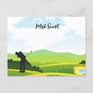 Golfkurs med Namn för golfer Helg Vykort