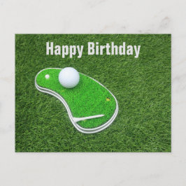 Golfkurs med T på gröntens gräsbakgrund Vykort