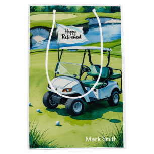 Golfkurs med texten Lycklig Pension på grönt