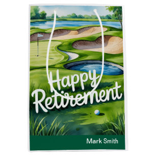 Golfkurs med texten Lycklig Pension på grönt
