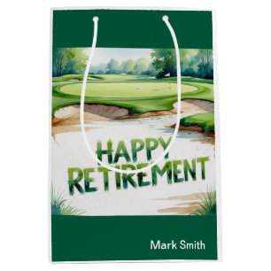 Golfkurs med texten Lycklig Pension på grönt