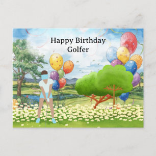 Golfkvinna spelar golf Födelsedags golfare Kort