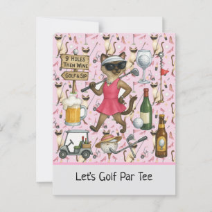 Golfkvinna tema för Sängkammarparty Rosa Vykort