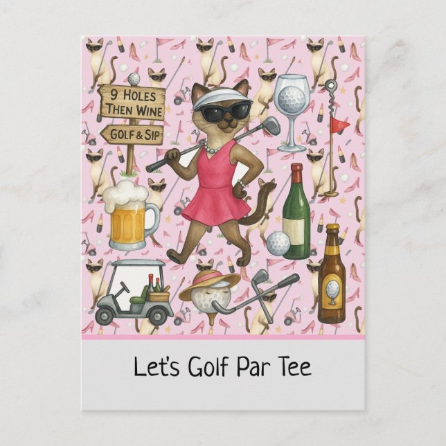 Golfkvinna tema för Sängkammarparty Rosa Vykort (Framsida)