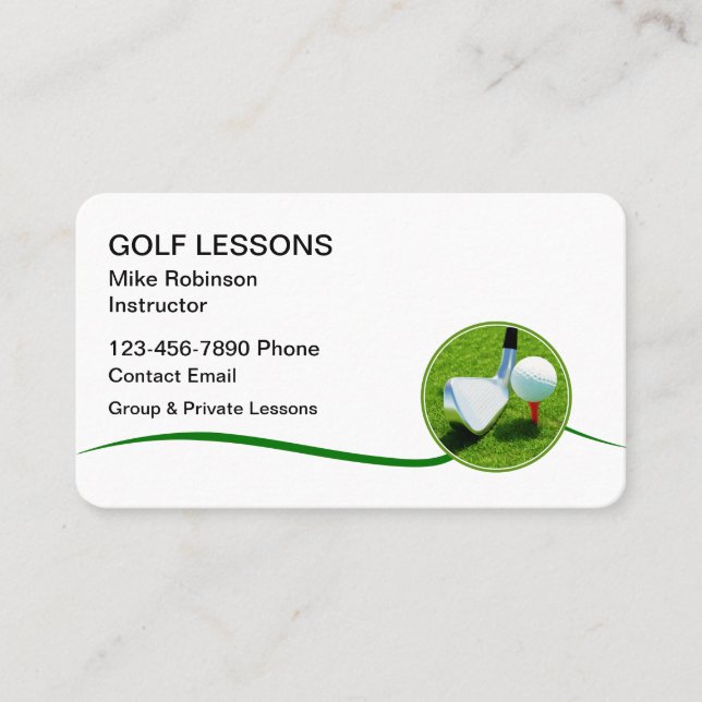 Golflektioner Tränarinstruktör Affärs Kort (Framsida)