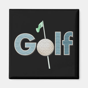 Golflogotyp med golfboll- och flaggasportar magnet