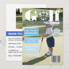 Golfmagazinets omslagsfoto Pojke Födelsedagsfest Inbjudningar